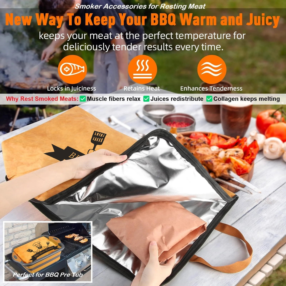 PUCACHI BBQ Blanket for Resting Meat, 21" Reusable BBQ Blanket for Beef, Pork, Turkey, Outdoor Grill & Smoker, Fathers Day Gifts