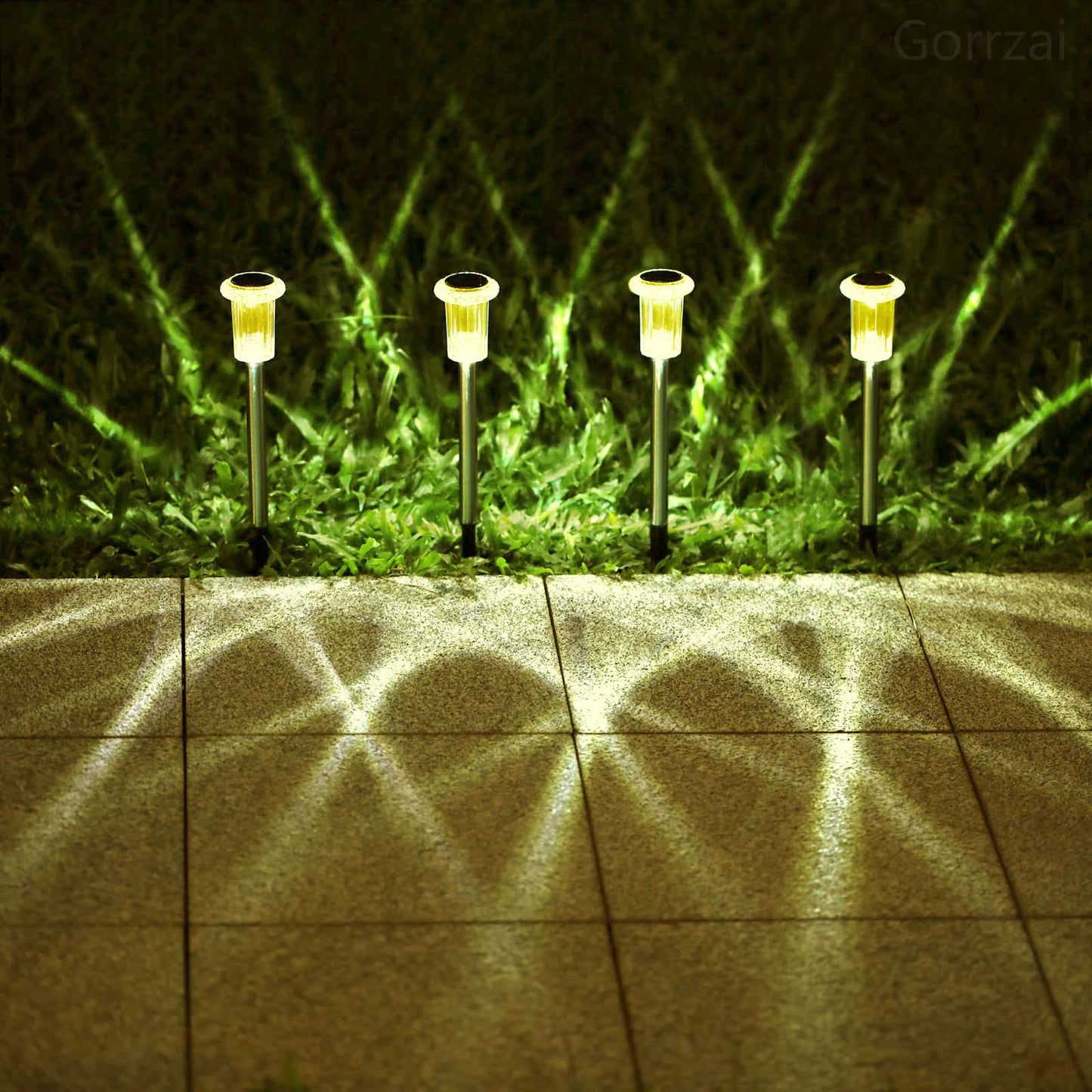 10 Pack Outdoor Solar Lights Solar Pathway Lights LED Waterproof Stainless Steel Driveway Lighting for Outside, Yard, Walkway, Sidewalk, Garden, Lawn (Warm White)