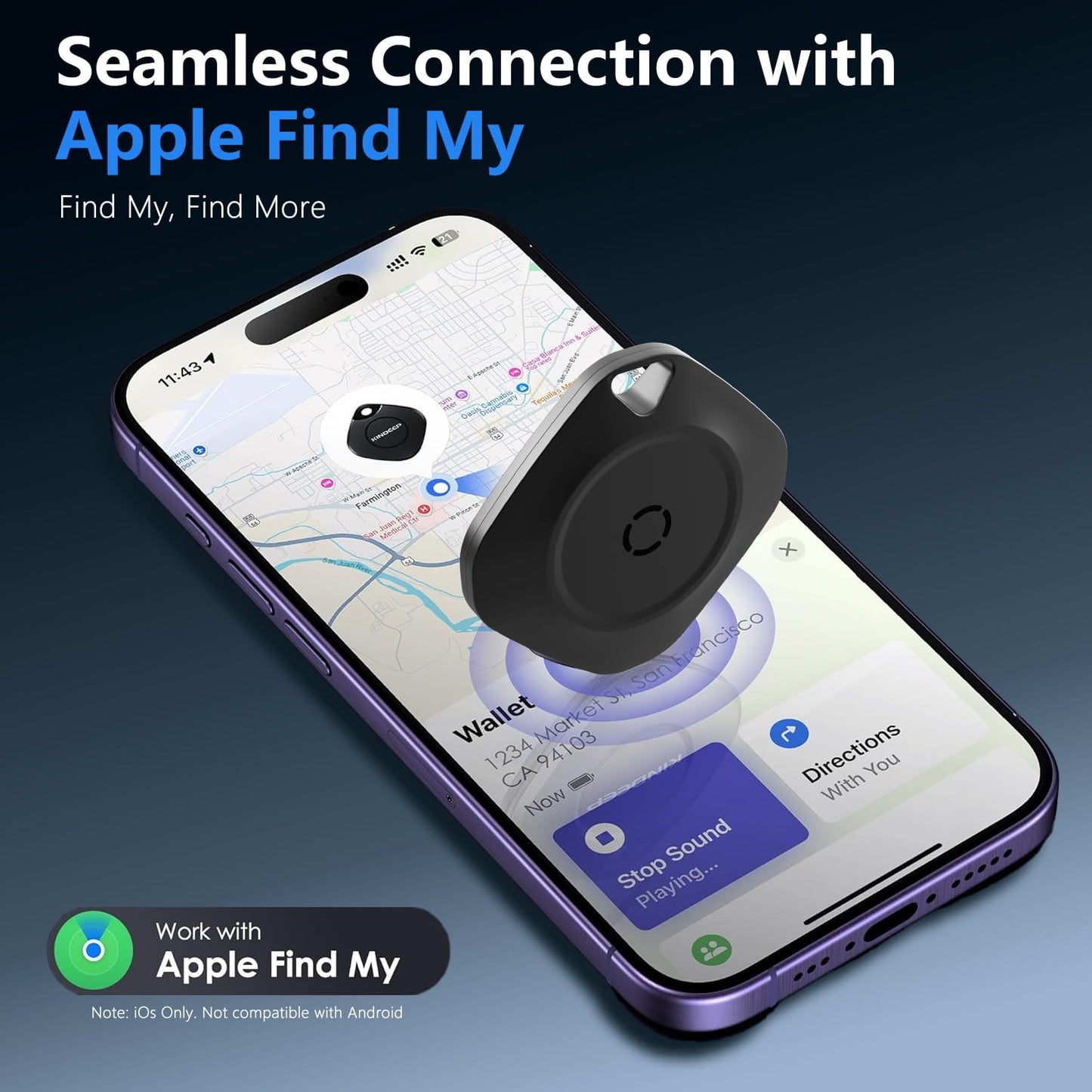 Bluetooth Tracker Tag 4-Pack – Smart Key Finder & Luggage Locator with Replaceable Battery, for Wallet, Suitcase, Car, Black
