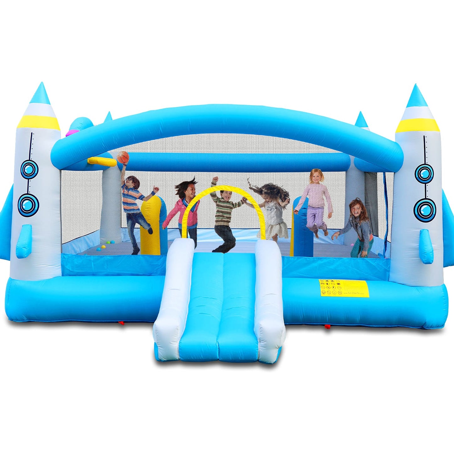 WHATOOK Bounce House for Kids Multifunctional Jump 'n Slide Kids Inflatable Bounce with Blower, 198" x 180" Play Area x 96" Tall, Basketball Hoop, Target Game, A Wealth of Accessories