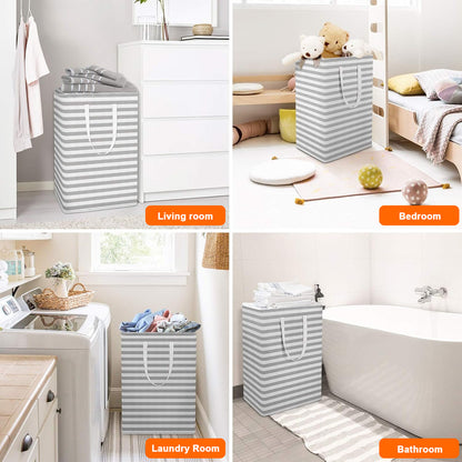 PUCACHI 2 Pack 75L Laundry Hamper Collapsible-Large Laundry Baskets,Freestanding Waterproof Clothes Hamper with Easy Carry Handles in Laundry Room Bedroom Bathroom College Dorm for Adults,Gradient Grey