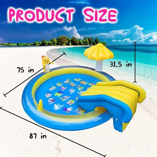 Teblint Inflatable Pool, 79'' x 79'' x 33'' Round Swimming Pool, Spray Kiddie Pool, Play Center for Toddlers Kids Family, Above Ground, Backyard, Outdoor