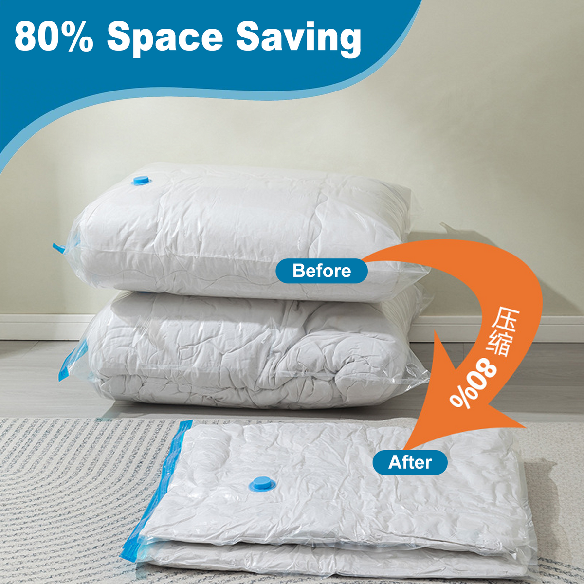 Merryhome 10Pcs Vacuum Storage Bags with Electric Pump,Space Saver Bags (2 Jumbo/4 Large/4 Medium),Double-Zip Seal Space Saver Bags for Clothes,Comforters,Blankets,Bedding,Travel Essentials