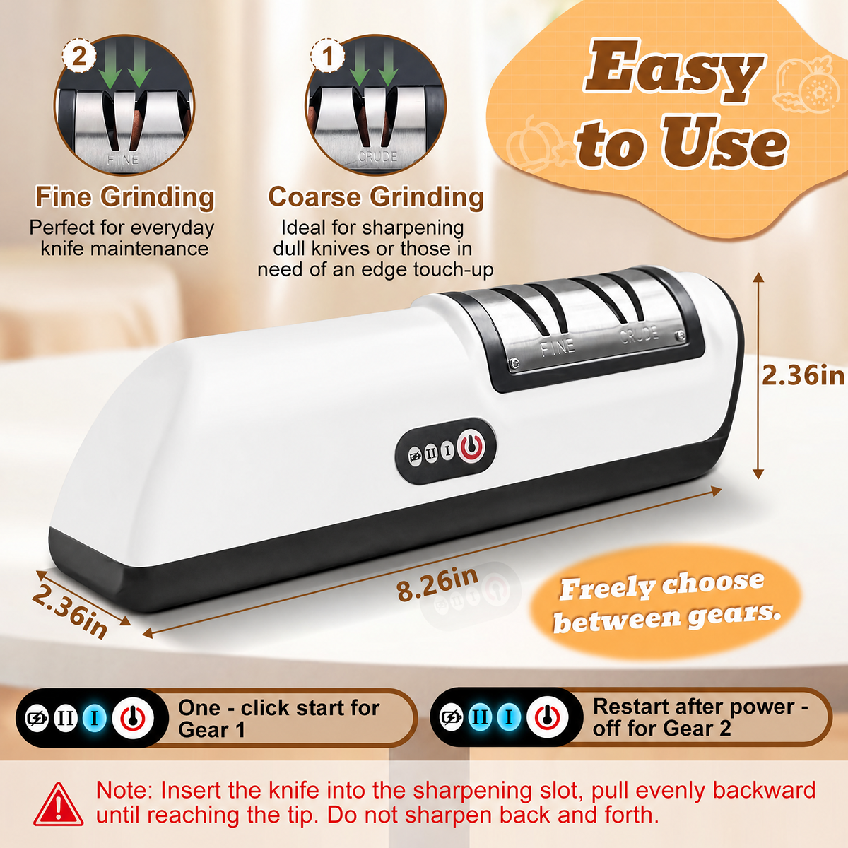 Merryhome 2026 Upgraded Electric Knife Sharpener,3-Stage High-speed Knife Sharpener - USB Charging Automatic Kitchen Gadget for Sharpening Knives,Kitchen Accessories(White)