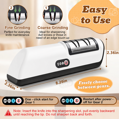 Merryhome 2026 Upgraded Electric Knife Sharpener,3-Stage High-speed Knife Sharpener - USB Charging Automatic Kitchen Gadget for Sharpening Knives,Kitchen Accessories(White)