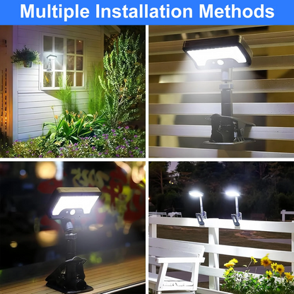 Merryhome Solar Clip-on Lights with Motion Sensor,3-Mode,360 Degree Rotation,92 LEDs,600Lm Dual Charging,Waterproof Solar Fence Lights for Patio,Camp,Wall,Camping (2Pcs Warm Lights)