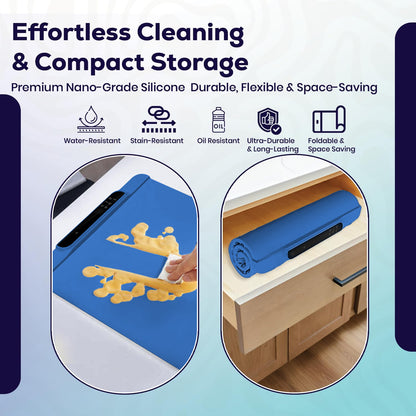 Food Warming Mat with 10 Level Temperature,Warming Mat for Food,Fast Heating Silicone Electric Warming Tray for Party,Family Dinner,Residential,Commercial,Travel（Blue）