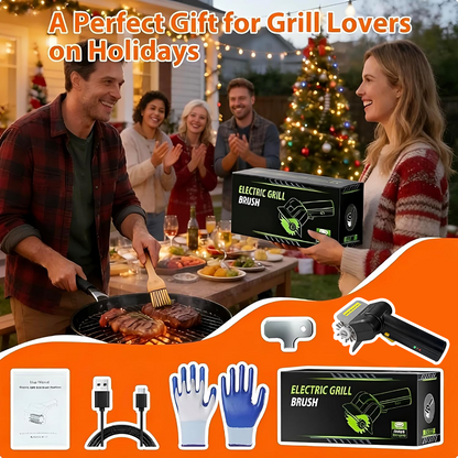 Merryhome Cordless Electric Grill Brush,Rechargeable-1100PRM-High Speed Rotating Grill Cleaner with 304 Stainless Steel Brush Head,Grill Cleaner for BBQ Grates & Griddles,BBQ Father's Day Gift