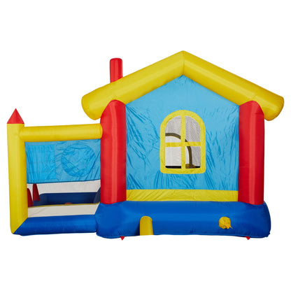 WHATOOK 8 in 1 Inflatable Bounce House with Blower Basketball Hoop Ocean Balls Ring-toss Game Target and Sticky Ball Game for Kids