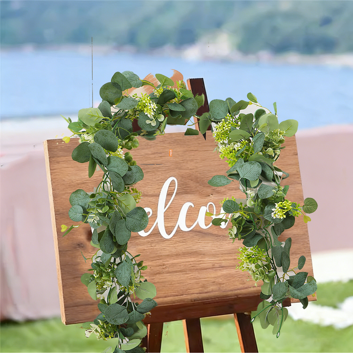 Merryhome 2Pcs 6Ft Artificial Eucalyptus Garland,Spring Garlands,Faux Eucalyptus Leaves Greenery Garland Vines for Table Wedding Centerpiece Arch Mantle Party Indoor Outdoor Decor,Green