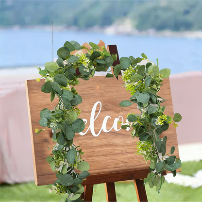 Merryhome 2Pcs 6Ft Artificial Eucalyptus Garland,Spring Garlands,Faux Eucalyptus Leaves Greenery Garland Vines for Table Wedding Centerpiece Arch Mantle Party Indoor Outdoor Decor,Green