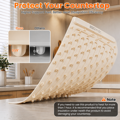 Merryhome 36x16in Food Warming Mat for Countertop,Extra Large Electric Food Warming Tray for Parties Buffet,7 Temp Levels & 6 Hour Timer, Auto Shut-Off,Full-Surface Heating Pad for All Gathering,Beige