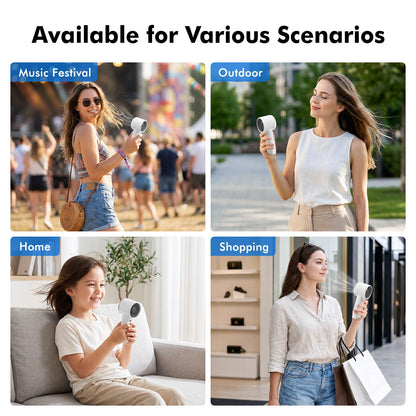 Portable Handheld Fan, 4000mAh USB Rechargeable Mini Fan with 5 Speeds, Powerful Personal Cooling Fan, Small Pocket Fan for Travel, Office, Outdoor, White