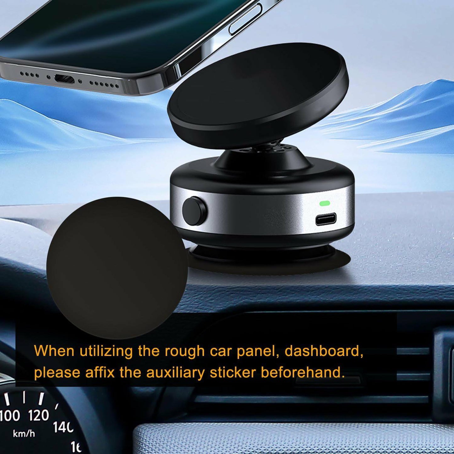 Car Phone Holder for Magsafe - 78 lbs Strongest Suction Cup, 2400gf Magnetic Car Mount, 360° Adjustable for iPhone 16/15/14/13/12 Pro Max Plus, Carbon Fiber Design（Silver）