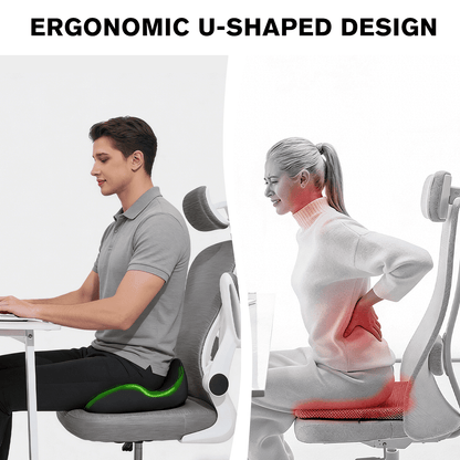 Henotian Memory Foam Seat Cushion for Office Chair, Extra-Thick Ergonomic Chair Cushion for Tailbone, Sciatica & Back Pain Relief, Non-Slip Car Seat Pillow Black