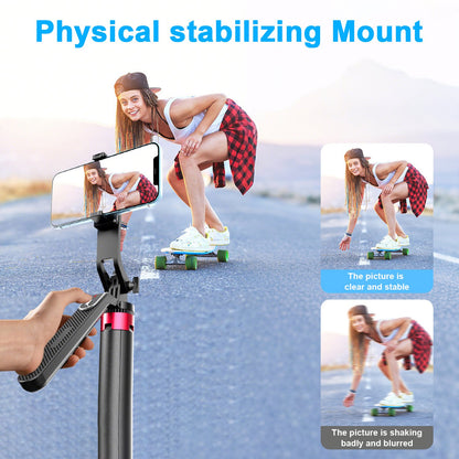 71" Phone Tripod with Bluetooth Remote – 4-Leg Stable Stand, 360° Rotation, Extendable 1.8M Aluminum Pole, Selfie Stick for iPhone & Android