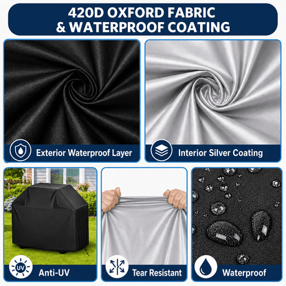 Merryhome 58 in BBQ Grill Cover, 420D Heavy Duty Waterproof Gas Grill Cover for Outdoor Grill, UV, Fade and Rip Resistant with Adjustable Drawstring
