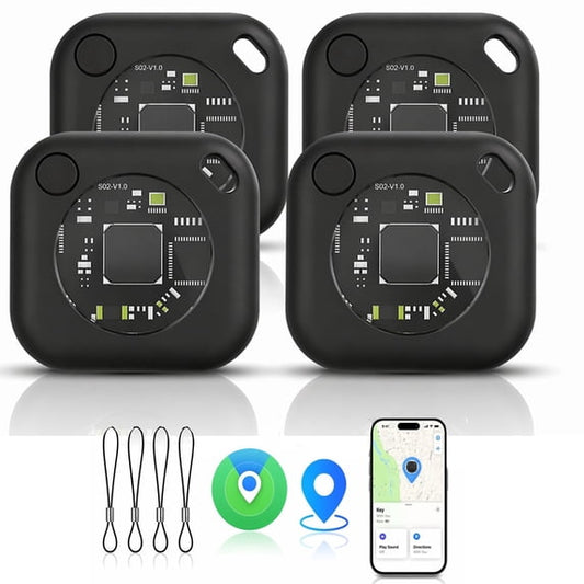 Air Tag Compatible Bluetooth Tracker 4 Pack for Apple Find My (iOS Only), Smart Item Locator with Loud Alarm and Replaceable Battery for Keys Wallet