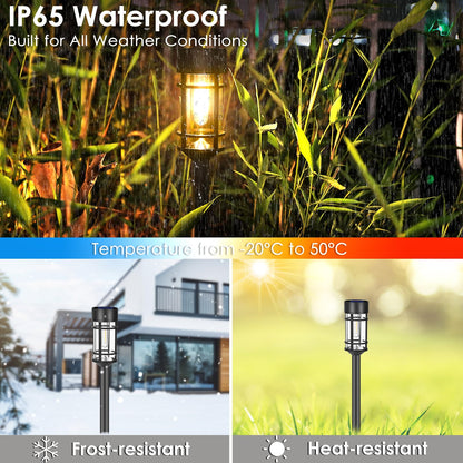 PUCACHI 6-Pack Outdoor Solar Path Lights - IP65 Waterproof Auto On/Off, 8 Hours Fast Charging LED Garden Lights for Lawn, Patio, Yard, Sidewalk Decoration (Warm White)