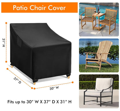 PUCACHI Patio Chair Covers, Lounge Deep Seat Cover, Heavy Duty and Waterproof Outdoor Lawn Patio Furniture Covers (2 Pack - Large)