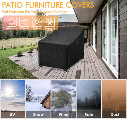 PUCACHI Patio Chair Covers, Lounge Deep Seat Cover, Heavy Duty and Waterproof Outdoor Lawn Patio Furniture Covers (2 Pack - Large)