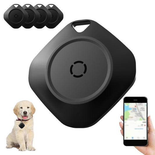 Bluetooth Tracker Tag 4-Pack – Smart Key Finder & Luggage Locator with Replaceable Battery, for Wallet, Suitcase, Car, Black
