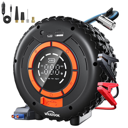 Car Jump Starter With Air Compressor Power Bank 3500A 150PSI Car Battery Jump Starter Digital Display Tire Inflator Portable Battery Jump Box
