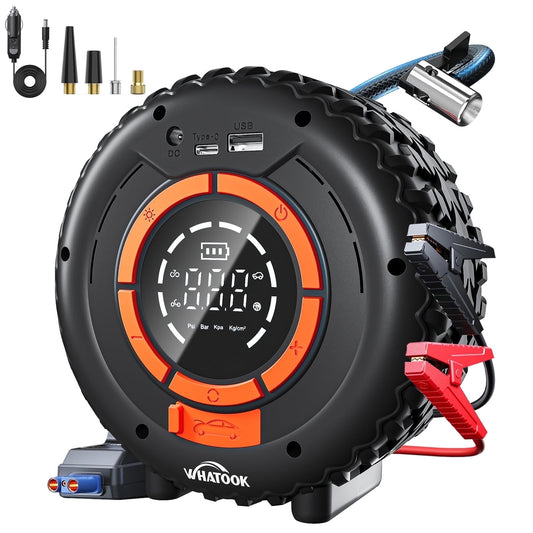 Car Jump Starter With Air Compressor Power Bank 3500A 150PSI Car Battery Jump Starter Digital Display Tire Inflator Portable Battery Jump Box