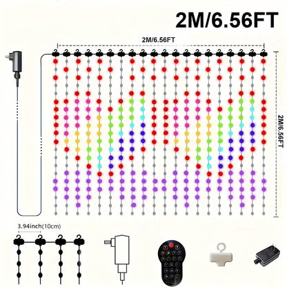 Merryhome RGB Curtain Lights 2m x 2m, App Controlled Music Sync LED String Lights, Waterproof Indoor Outdoor Decor for Bedroom Party Wedding Halloween Christmas Yard, Gift Box Included