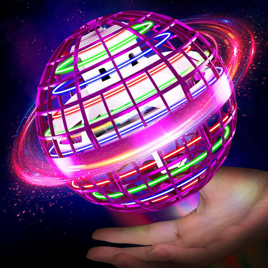 HOOFUN Flying Ball, 2023 Upgraded Flying Ball Toy, 360°Rotating Boomerang Hover Ball, Magic LED Light Flying Spinner Orb with Endless Tricks, Toys for 12+ Year Old Boys Girls Purple