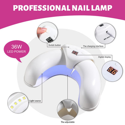 HOOFUN Gel Dryer Nail Lamp, UV LED Nail Lamp, UV Light for Gel Nail Polish, 36W Retractable Manicure Lamp with 3 Timer Auto Sensor LCD Display