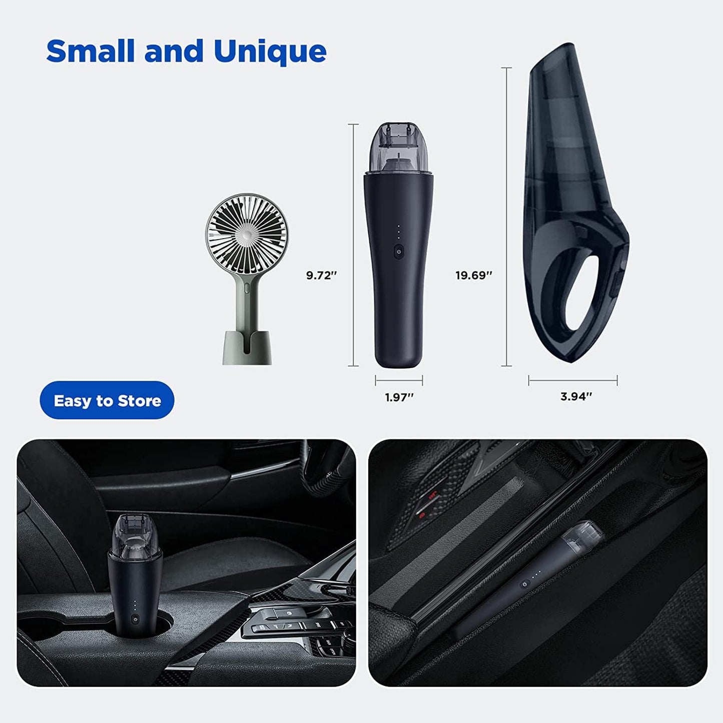 HOOFUN Car Vacuum Cleaner, Handheld Vacuum Cordless Rechargeable,Mini Vacuum Portable Vacuum Cleaner for Car Detailing