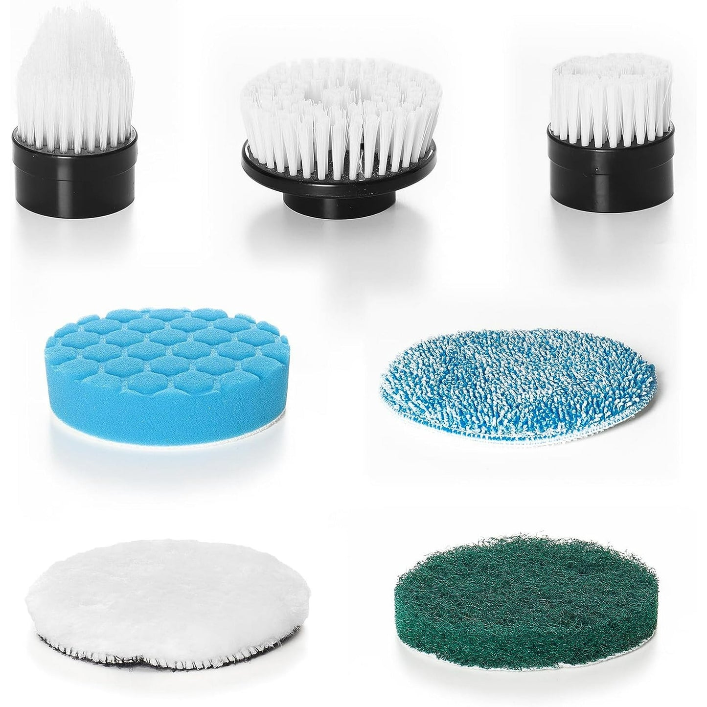 7-In-1 Replacement Brush Heads Set of Electric Spin Scrubber, Cleaning Portable Cordless Shower Power Scrubber Heads, Household Tools for Bathroom Kitchen Bathtub Tile Floor Car & Wheel