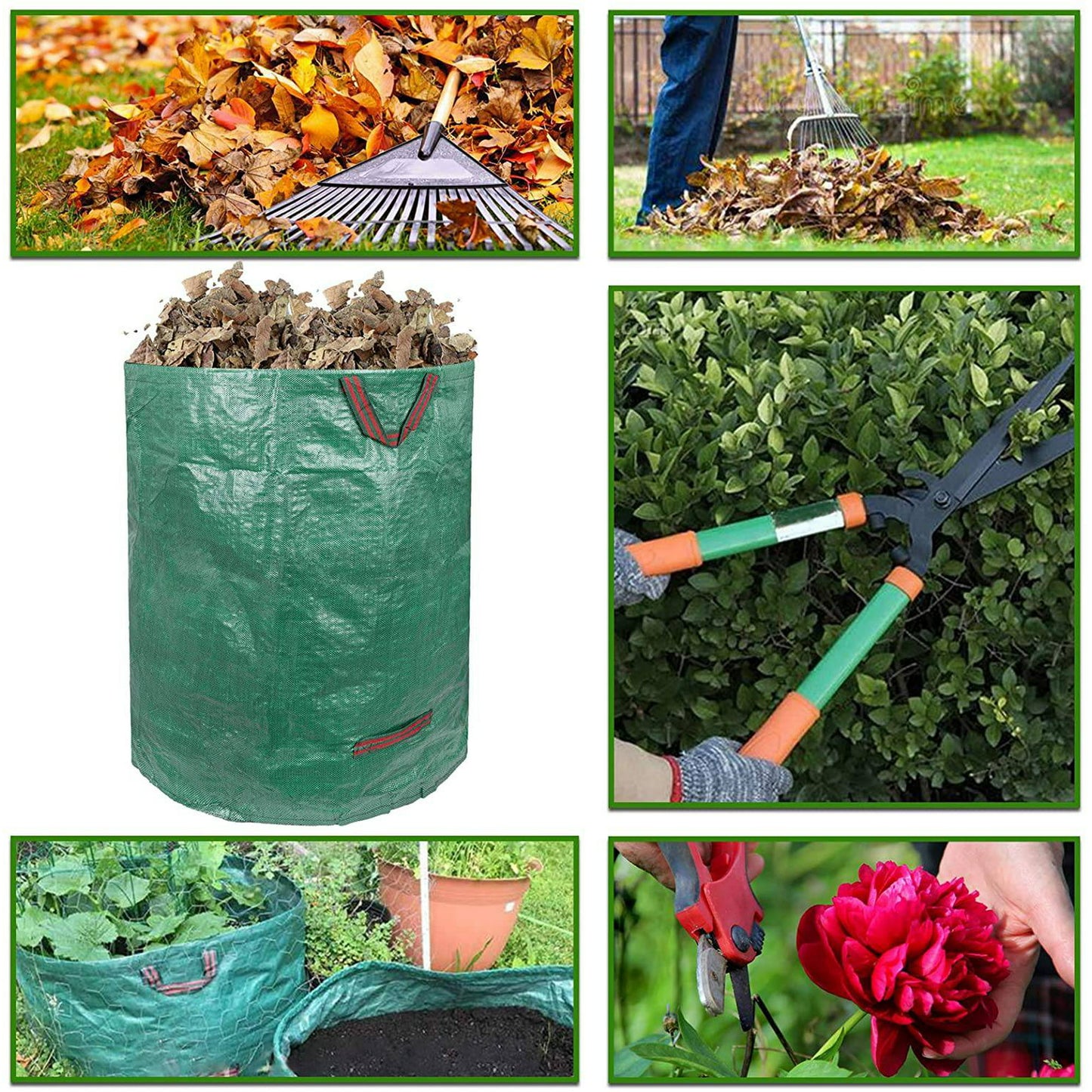 3 Pcs Lawn Bags, Reuseable Garden Waste Bags, 132gal/500L Lawn and Leaf Bag Holder/ Heavy Duty Lawn Pool Yard Waste Bags/ Waterproof Debris Bag