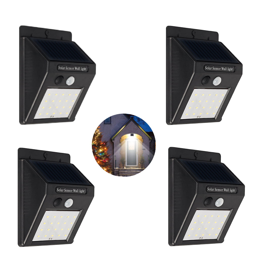 WHATOOK Solar Lights Outdoor LED Solar Motion Sensor Lights, 40 LED IP65 Waterproof Outdoor Security Wall Mount Light for Yard Garden Fence Patio Garage (Black 4 Pack)