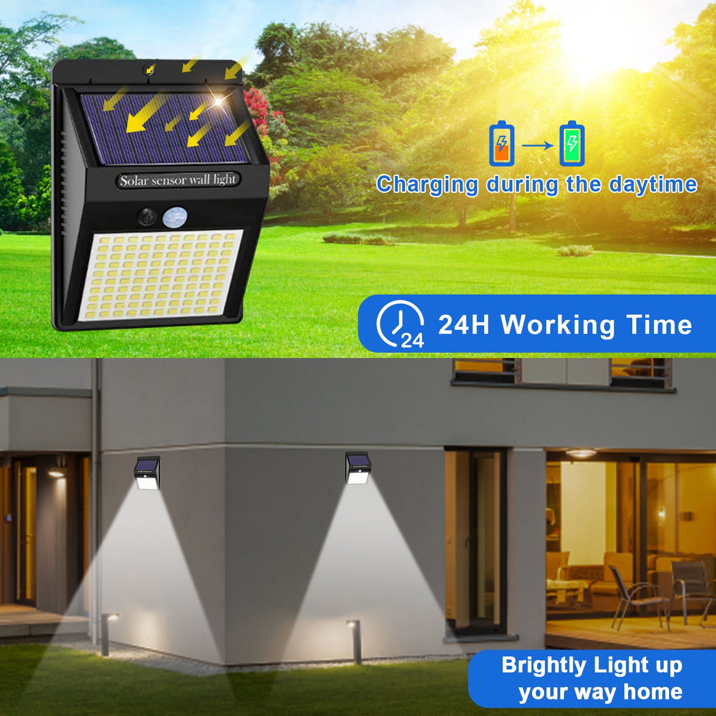 WHATOOK Solar Lights Outdoor LED Solar Motion Sensor Lights, 40 LED IP65 Waterproof Outdoor Security Wall Mount Light for Yard Garden Fence Patio Garage (Black 4 Pack)