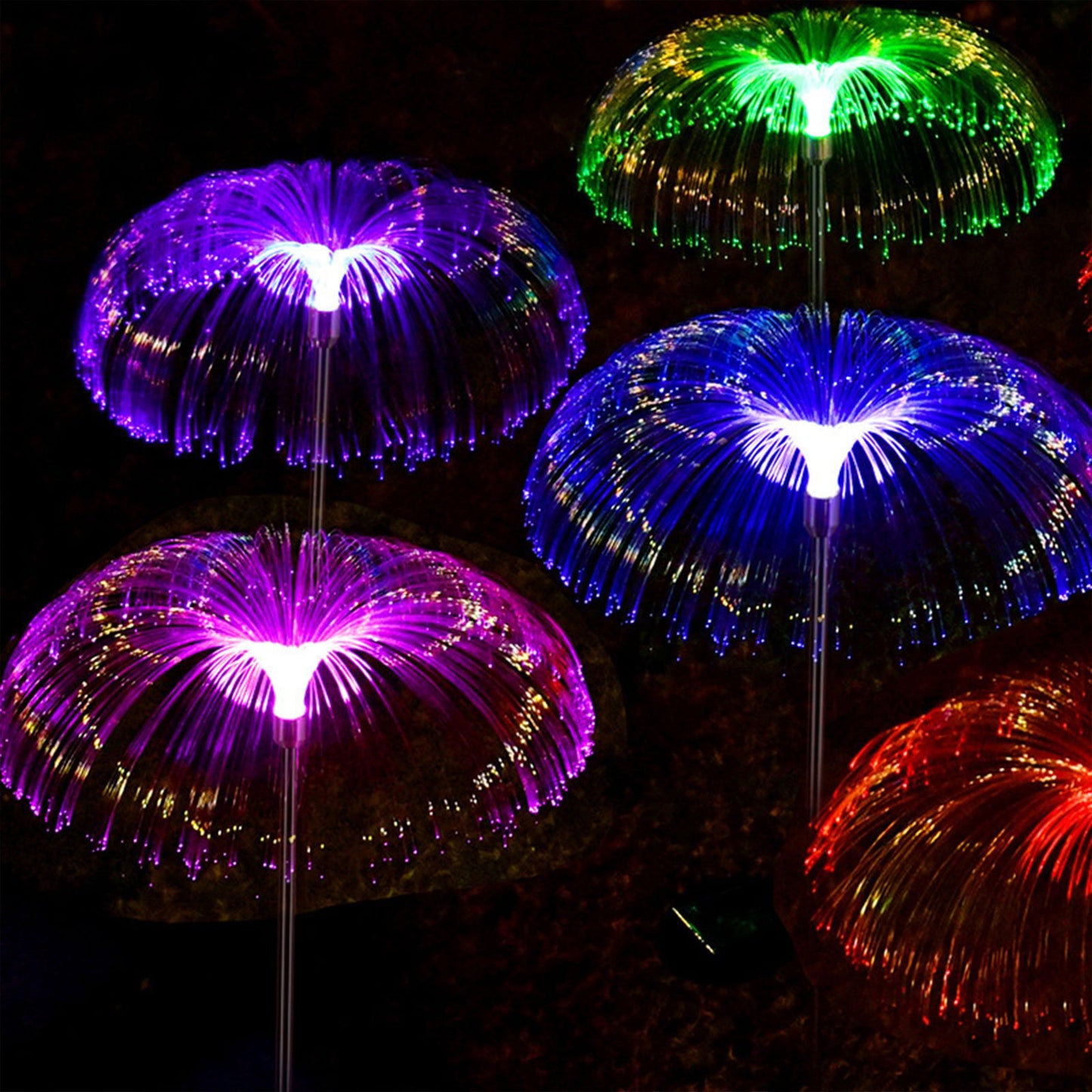 WHATOOK 2 Pack Solar Lights Outdoor, LED landscape Lighting Solar outdoor Lights, Outdoor Garden Waterproof Lights Optical Fiber Jellyfish Decorations