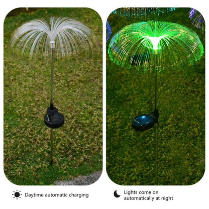 WHATOOK 2 Pack Solar Lights Outdoor, LED landscape Lighting Solar outdoor Lights, Outdoor Garden Waterproof Lights Optical Fiber Jellyfish Decorations