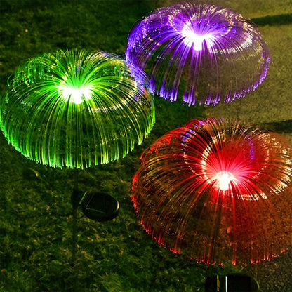 WHATOOK 2 Pack Solar Lights Outdoor, LED landscape Lighting Solar outdoor Lights, Outdoor Garden Waterproof Lights Optical Fiber Jellyfish Decorations