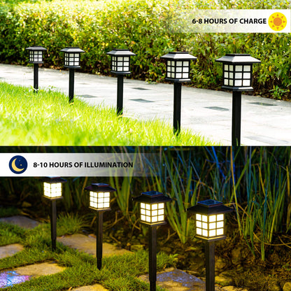 WHATOOK 12 Pack Solar Outdoor LED Lights, Outdoor Waterproof, Solar Walkway Lights, Provides 10 Hours of Lighting for Gardens, Landscapes, Pathways, Courtyards, Patio, Driveways