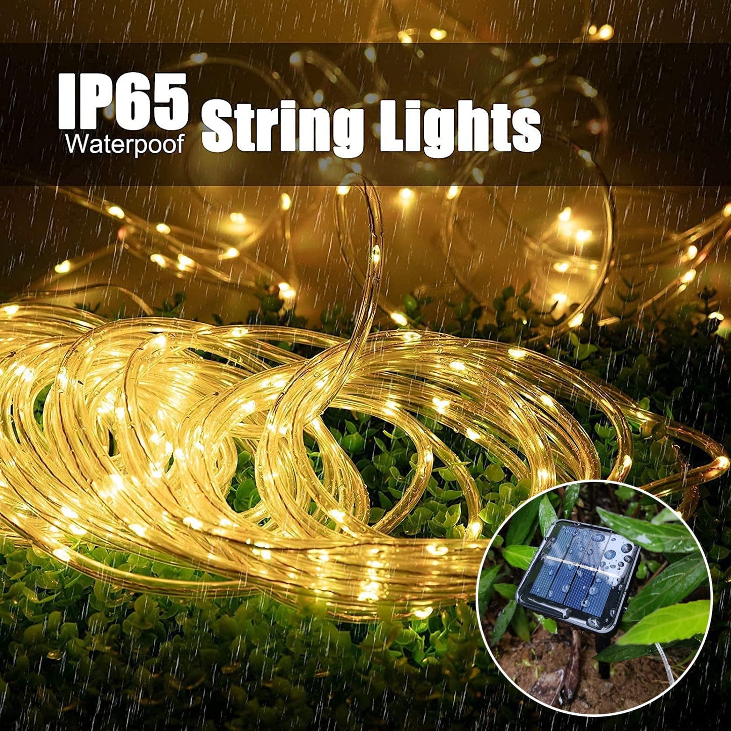 WHATOOK Solar String Lights for Outside, 39Ft 100 LED Outdoor Solar Fairy Lights, 8 Modes Balcony Lights for Tree Patio Christmas Party Wedding Decor (Warm White)