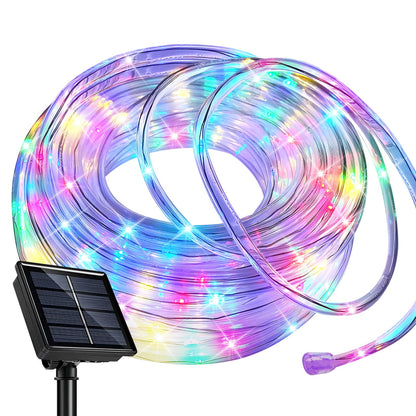 WHATOOK Outdoor Solar String Lights, 39 Feet 100 LED Outdoor Solar Fairy Lights, 8 Patterns Balcony Lights for Tree Patio Christmas Party Wedding Decoration (Colorful)