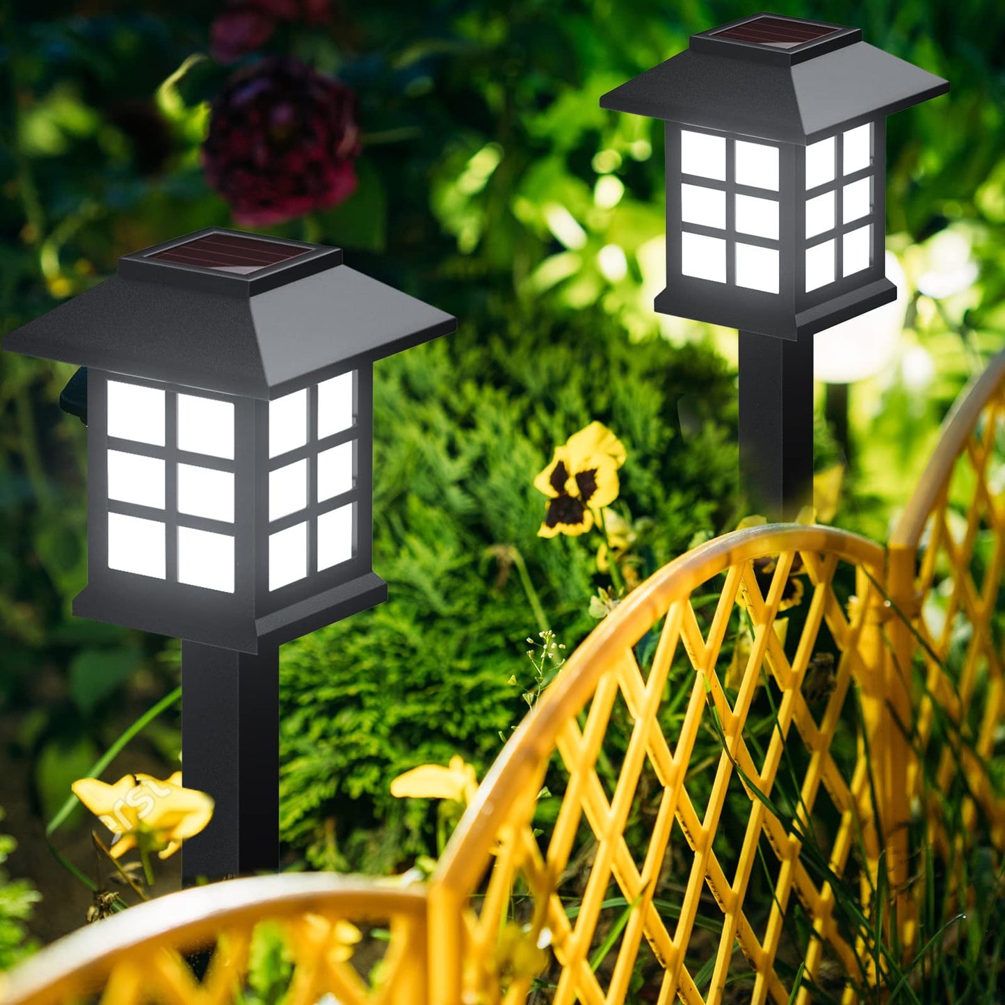 WHATOOK 12 Pack Solar Outdoor LED Lights, Outdoor Waterproof, Solar Walkway Lights, Provides 10 Hours of Lighting for Gardens, Landscapes, Pathways, Courtyards, Patio, Driveways