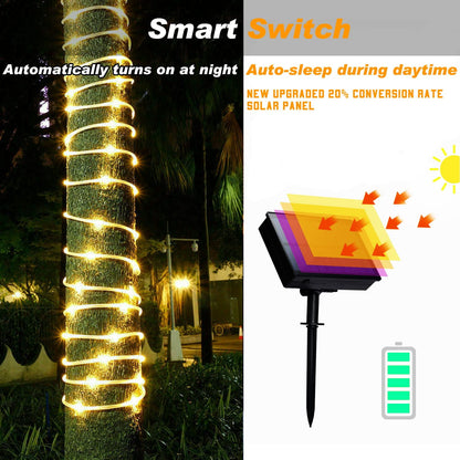 WHATOOK Solar String Lights for Outside, 39Ft 100 LED Outdoor Solar Fairy Lights, 8 Modes Balcony Lights for Tree Patio Christmas Party Wedding Decor (Warm White)