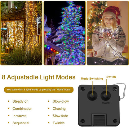 WHATOOK Outdoor Solar String Lights, 39 Feet 100 LED Outdoor Solar Fairy Lights, 8 Patterns Balcony Lights for Tree Patio Christmas Party Wedding Decoration (Colorful)