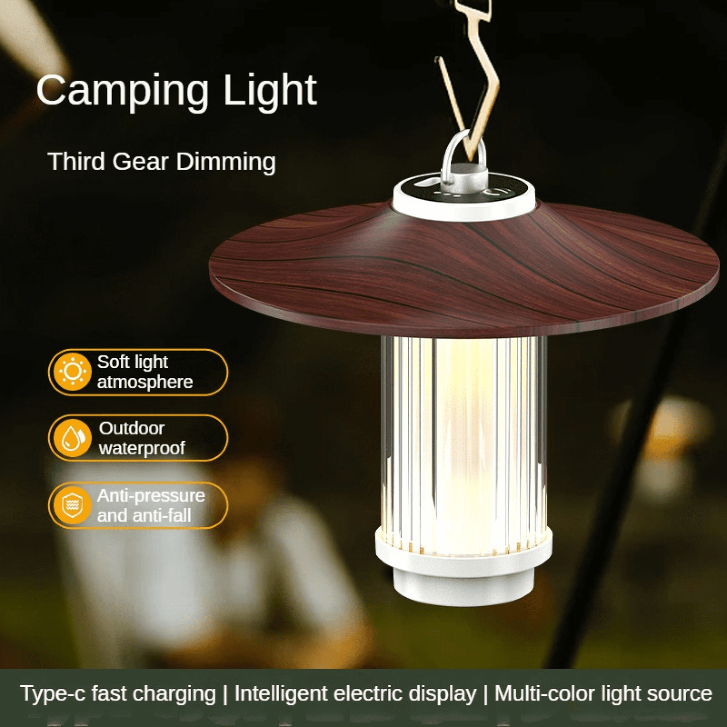 Pucachi Portable LED Rechargeable Camping Light - 1000LM IPX5 Waterproof Survival Kit for Indoor and Outdoor Lighting, Hiking, Fishing, Emergency Tent Lights for Home Power Outages