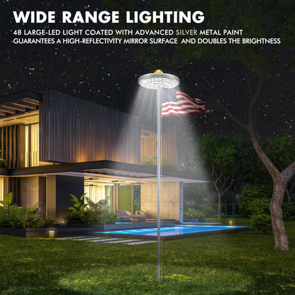 1300 Lumen Solar Powered Flagpole Light - Illuminates The American Flag for 8-10 Hours from Dusk to Daw