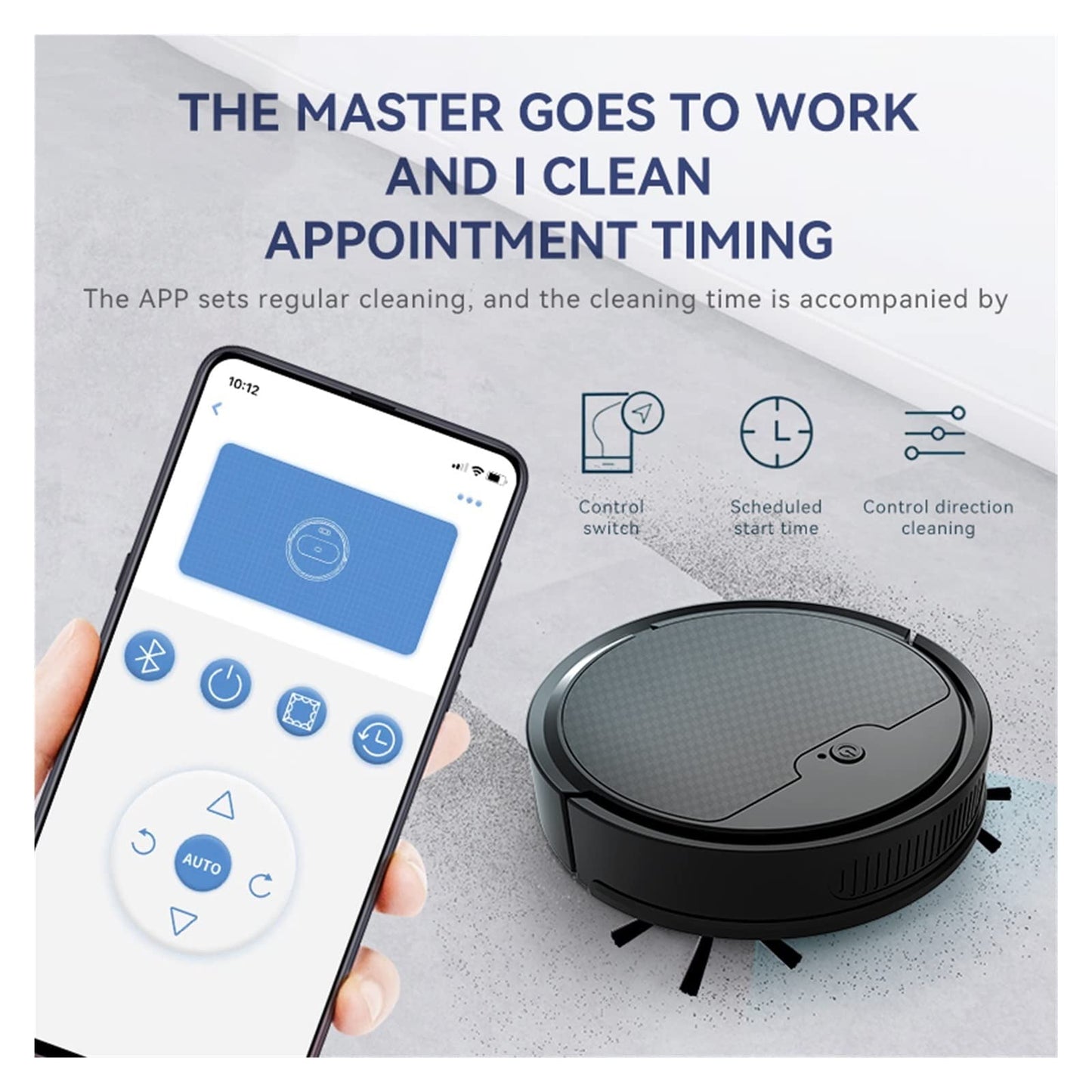 Whatook Robot Vacuum Cleaner Has 1200pa Cyclonic Suction, App Remote Control, Timed Cleaning Function, and Is Perfect for Pet Hair, Hard Floors, and Low-Density Carpets