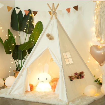 WHATOOK Cotton Canvas Toddler Tent - Washable Foldable Teepee Tent for Kids Indoor Tent, Outdoor Play Tent for Girls & Boys