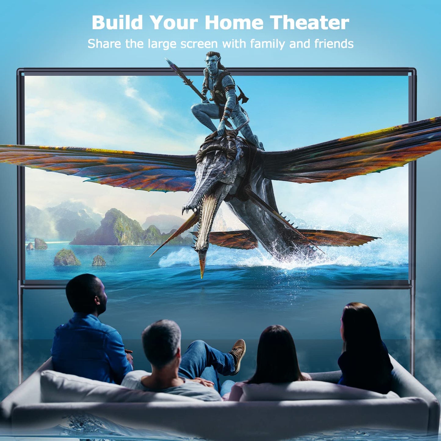 Projector Screen and Stand, WHATOOK 120 inch Portable Projector Screen Indoor Outdoor Projector Screen 16:9 4K HD Wrinkle-Free Lightweight Movie Screen with Carry Bag for Backyard Movie Night